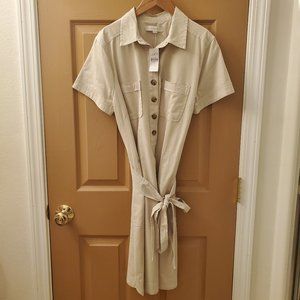 LOFT Utility Pocket Shirtdress - Medium - Tan